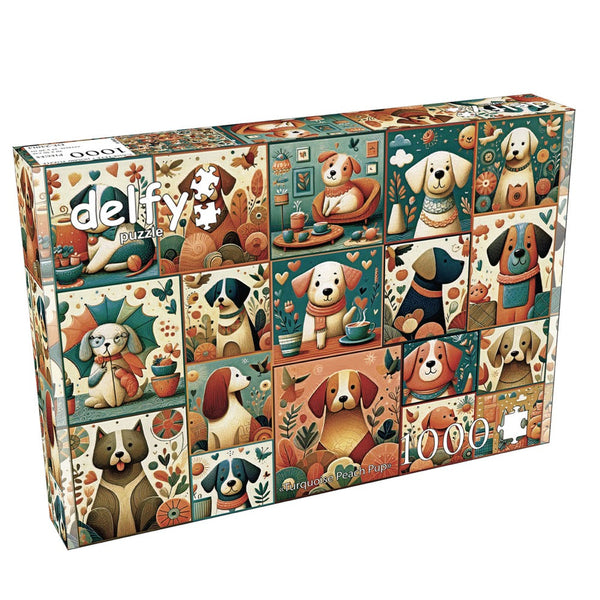 Delfy Turquoise Peach Pup 1000pc Jigsaw Puzzle