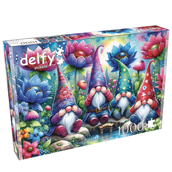 Delfy Gnomes Among Flowers 1000pc Jigsaw Puzzle