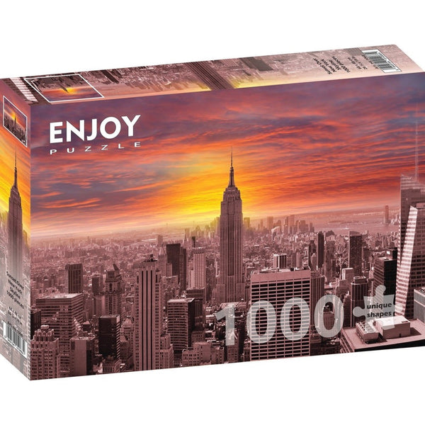 Enjoy Sunset Over New York Skyline 1000pc Jigsaw Puzzle