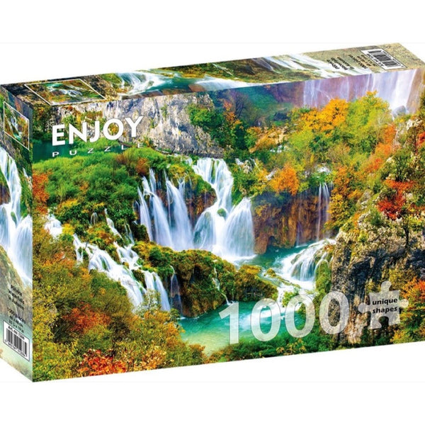 Enjoy Plitvice Waterfalls in Autumn 1000pc Jigsaw Puzzle