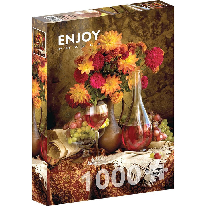 Enjoy Dahlias and Wine 1000pc Jigsaw Puzzle