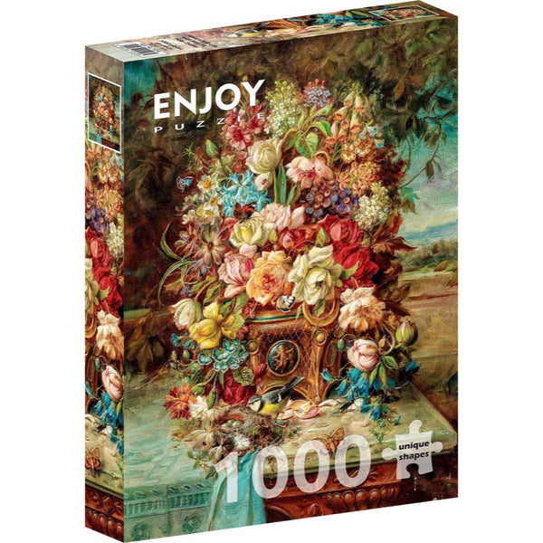 Enjoy Flowers Still Life with Blue Tit 1000pc Jigsaw Puzzle