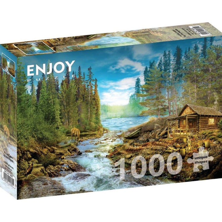 Enjoy A Log Cabin by the Rapids 1000pc Jigsaw Puzzle