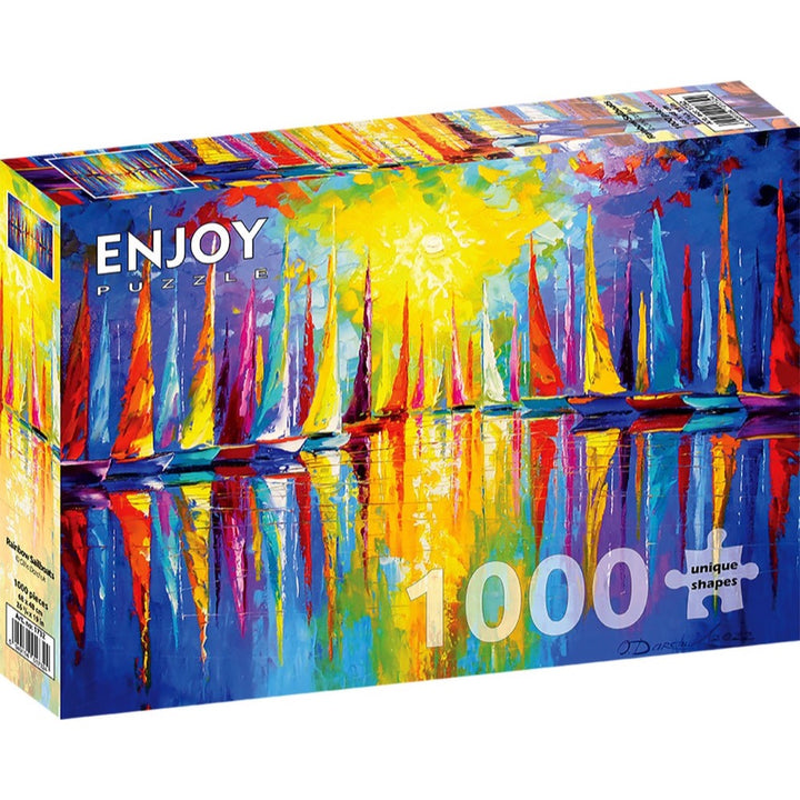 Enjoy Rainbow Sailboats 1000pc Jigsaw Puzzle