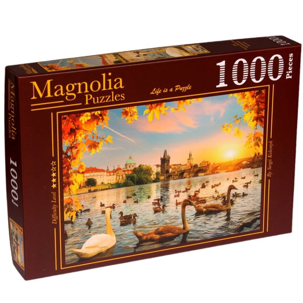 Magnolia Puzzle 3504 Swans Near Charles Bridge 1000pc Jigsaw Puzzle