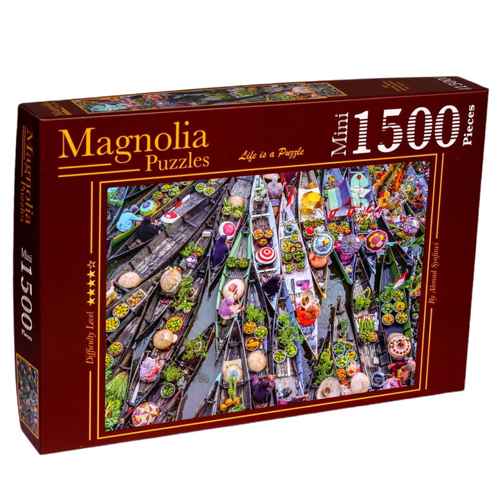 Magnolia Puzzle 3536 Yuzen Pazar Floating Market 1500pc Mini Jigsaw Puzzle